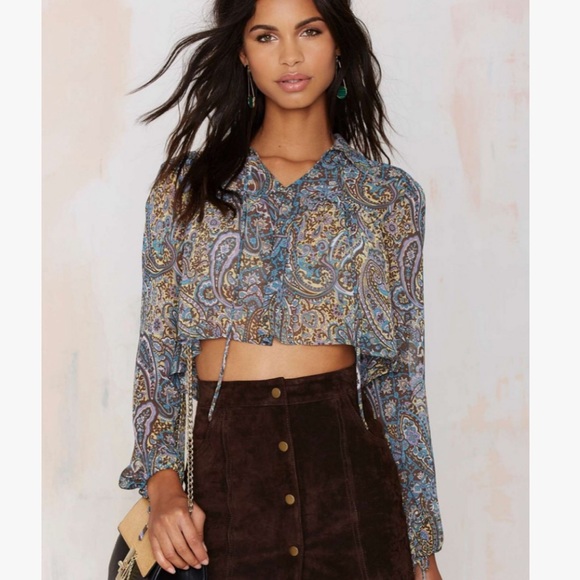 Nasty Gal Tops - After Party by Nasty Gal Paisley Sheer Crop Top